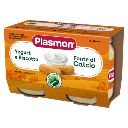 Piure din iaurt cu biscuiti, 8 luni+, 2x120 g, Plasmon