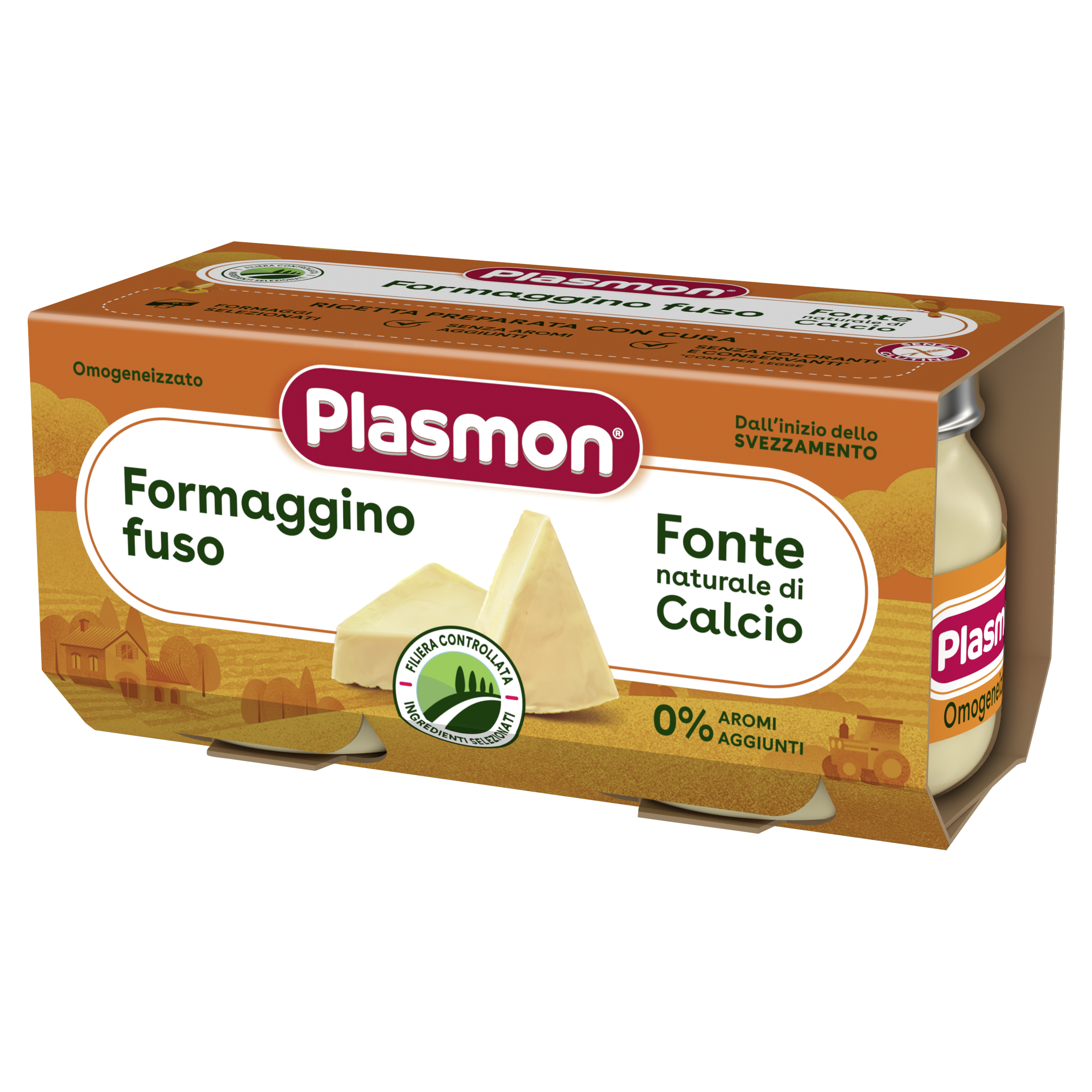 Piure omogenizat branzica Formaggino, +6 luni, 2x80g, Plasmon