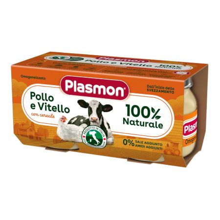 Piure omogenizat cu pui si vitel, +6 luni, 2x80g, Plasmon