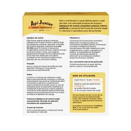 Tonic imunitate copii Api Junior, 20 fiole x 10ml, Albina Carpatina 811667