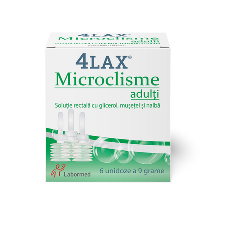 Microclisme pentru adulti 4Lax, 6 unidoze 9g, Solacium Pharma