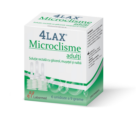 4Lax Microclisme pentru adulti, 6 unidoze 9g, Labormed 644469