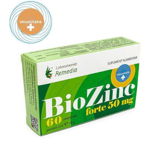 Biozinc forte, 50mg, 60 comprimate, Remedia