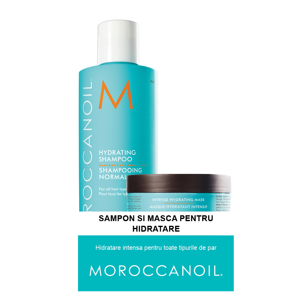 Pachet Sampon si Masca pentru hidratare, 250 + 250 ml, Moroccanoil