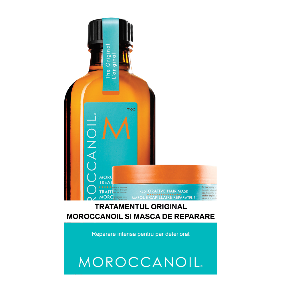 Pachet Masca reparatoare si Ulei par, 100+250ml, Moroccanoil