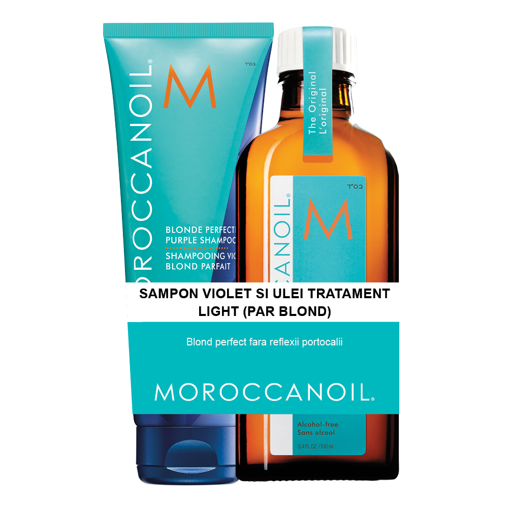 Pachet Sampon si Tratament Par blond, 200+100 ml, Moroccanoil