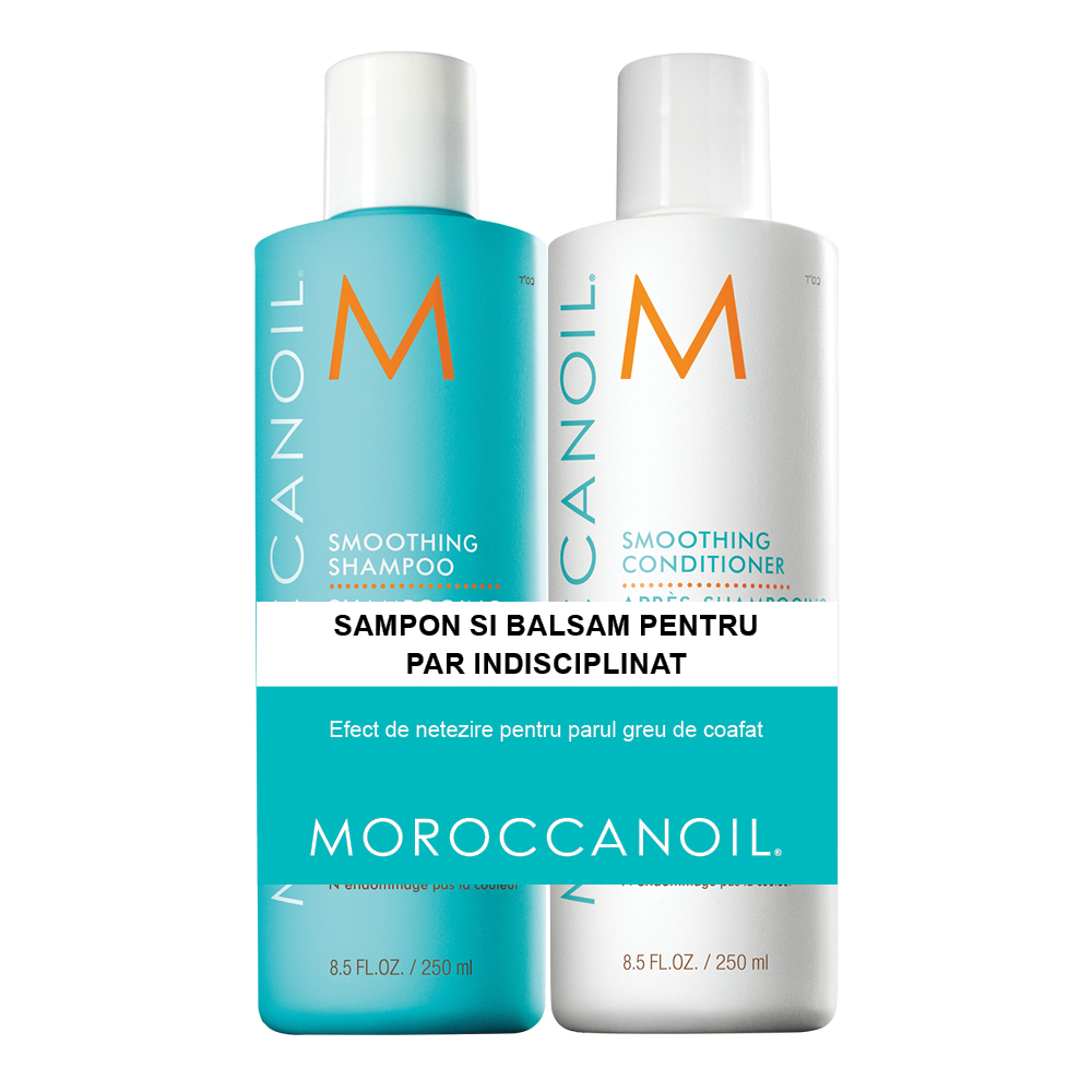 Pachet Sampon si Balsam pentru par indisciplinat, 250 + 250 ml, Moroccanoil