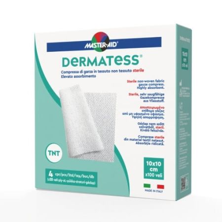 Comprese sterile Dermatess, 10x10 cm, 4 plicuri x 25 bucati, Master Aid