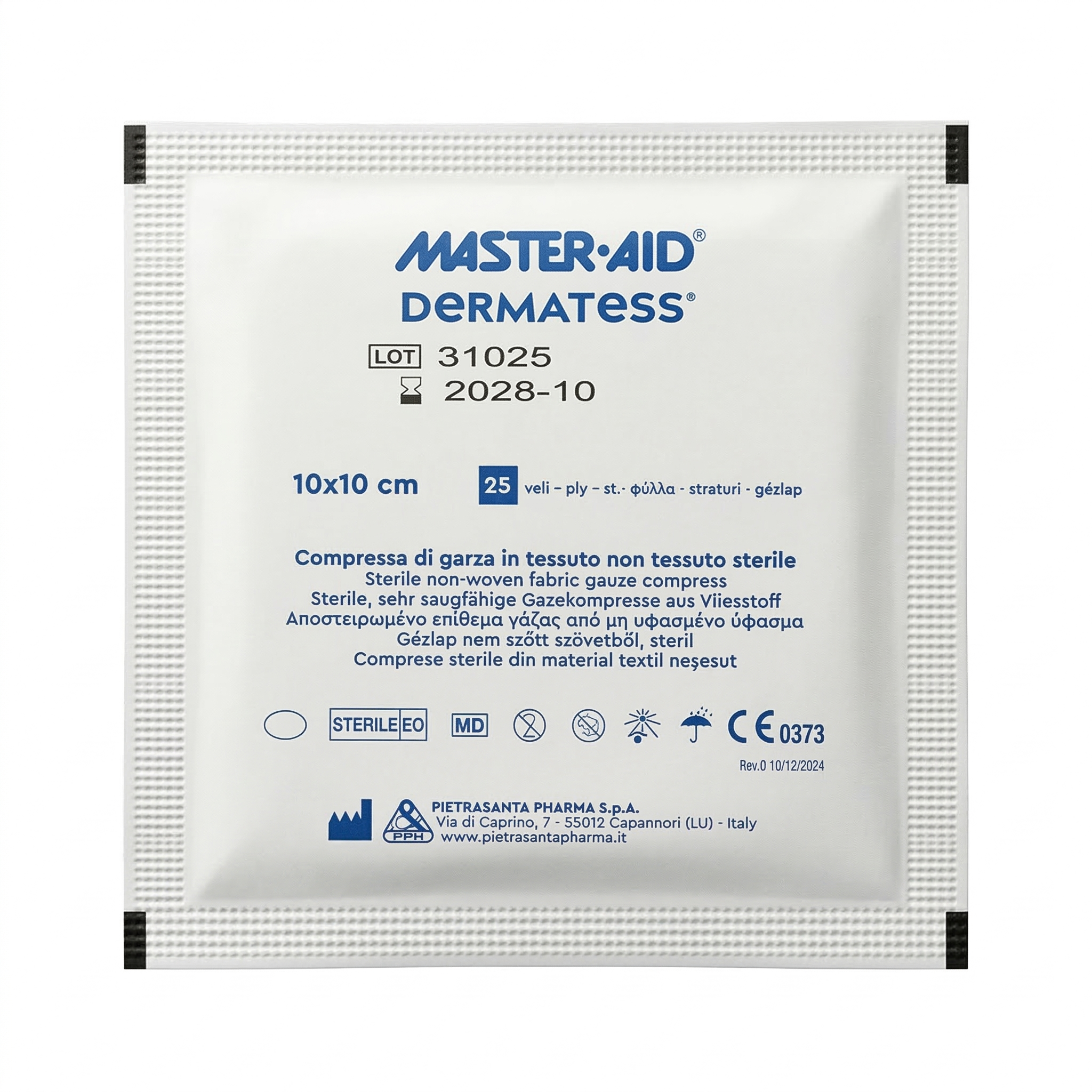 Comprese sterile din material textil netesut Dermatess, 10X10 cm, 25 bucati, Master Aid