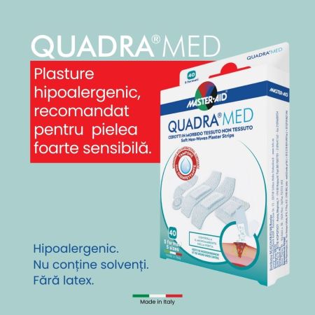 Plasturi pentru pielea sensibila Quadra Med, 5 marimi, 40 bucati, Master-Aid 718902