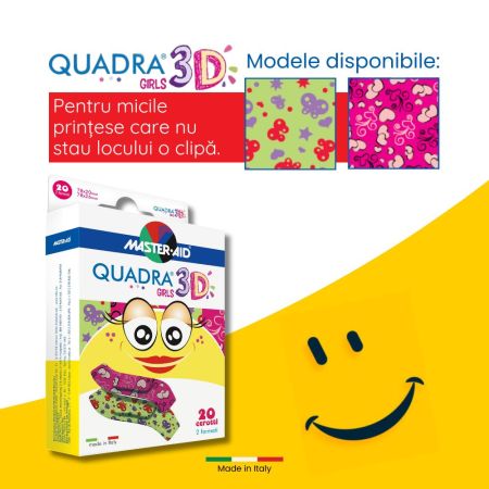 Plasturi pentru copii Quadra 3D, Girls, 20 bucati, Master Aid 718896