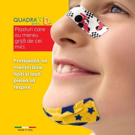 Plasturi pentru copii Quadra 3D, 2 marimi, Boys, 20 bucati, Master-Aid 718889