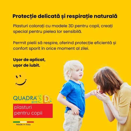 Plasturi pentru copii Quadra 3D, 2 marimi, Boys, 20 bucati, Master-Aid 718888