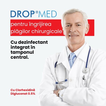 Pansament postoperator Drop Med, 10x10 cm, 5 bucati, Master-Aid 718842