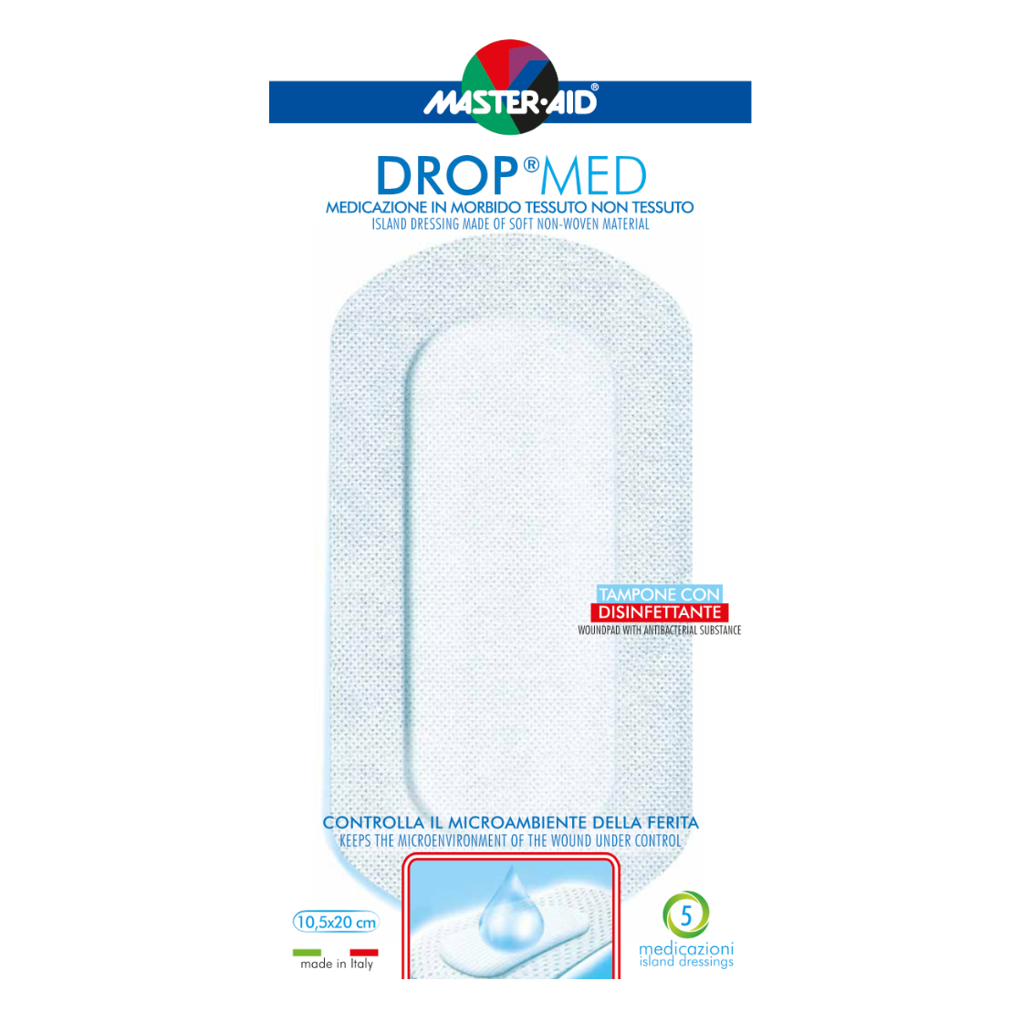 Pansament postoperator Drop Med 10, 5x20cm, 5 buc, Master Aid