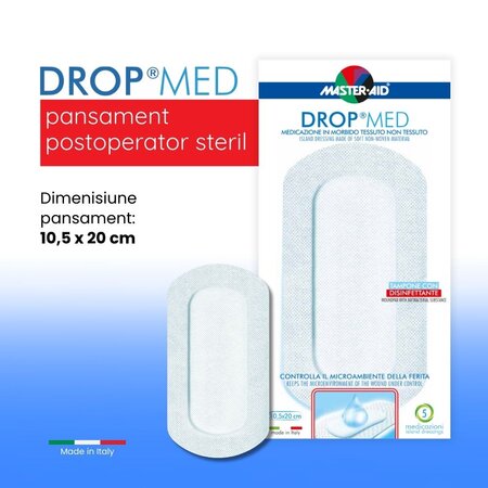 Pansament postoperator Drop Med 10, 5x20 cm, 5 bucati, Master Aid 718827