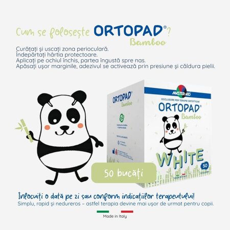 Ocluzor copii ORTOPAD Alb Junior, 67x50 mm, 50 buc, Master Aid 720323