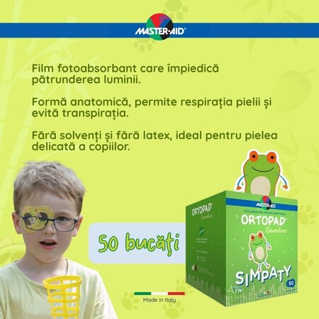 Ocluzor copii ORTOPAD, 76x54 mm, Simpaty Mediu, 50 bucati, Master Aid 725218