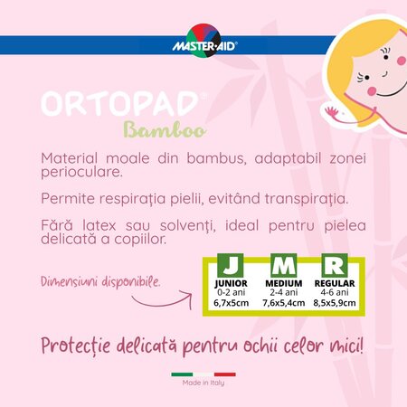 Ocluzor copii ORTOPAD SOFT Girls Junior, 67x50 mm, 20 buc, Master Aid 720350