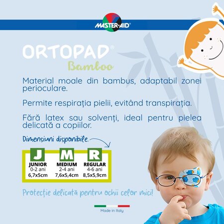 Ocluzor copii ORTOPAD SOFT, 76x54 mm, Boys Medium, 20 bucati, Master Aid 725228
