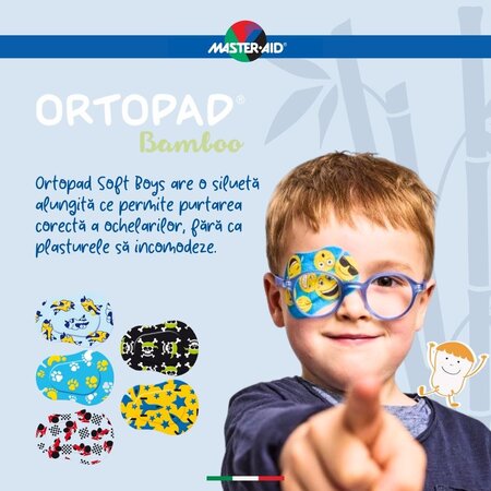 Ocluzor copii ORTOPAD SOFT, 76x54 mm, Boys Medium, 20 bucati, Master Aid 725225