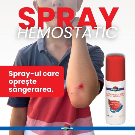 Steriblock Spray antiseptic pentru curatarea si igienizarea pielii, 50 ml, Master Aid 816137
