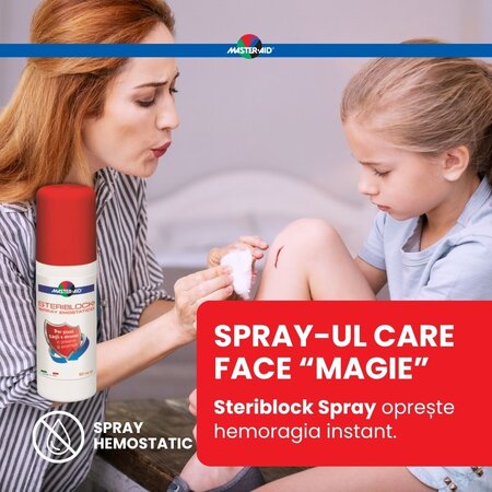 Steriblock Spray antiseptic pentru curatarea si igienizarea pielii, 50 ml, Master Aid 816140