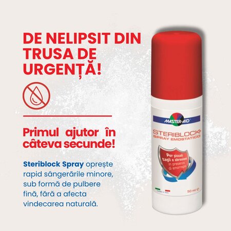 Steriblock Spray antiseptic pentru curatarea si igienizarea pielii, 50 ml, Master Aid 816141