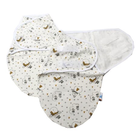 Set 2 bucati sistem de infasare muselina flausata, 3-6 luni, Baltic Bebe 630903
