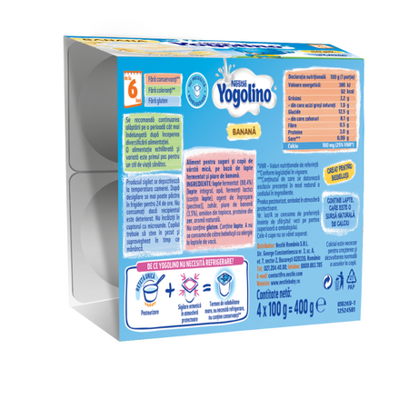 Gustare cu lapte si banane Yogolino, 6 luni+, 4x100g, Nestle 643471
