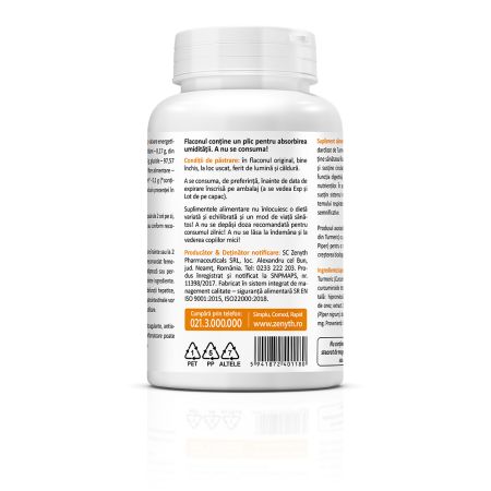 Curcumin si Piperine, 60 capsule, Zenyth 772793