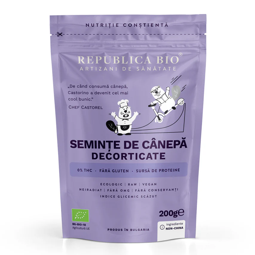 Seminte de canepa decorticata, fara gluten, 200g, Republica Bio