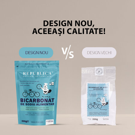 Bicarbonat de sodiu alimentar fara aluminiu, fara gluten, 250 g, Republica Bio 757628