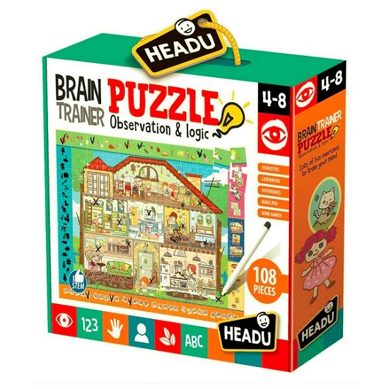 Puzzle Antrenarea mintii, +4 ani, 108 piese, Headu