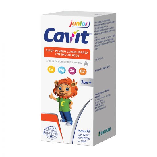 Sirop pentru consolidarea sistemului osos Cavit Junior, 1 an+, 150 ml, Biofarm