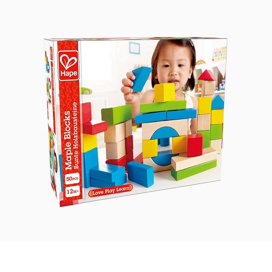 Set piese de construit multicolor, +12 luni, Hape