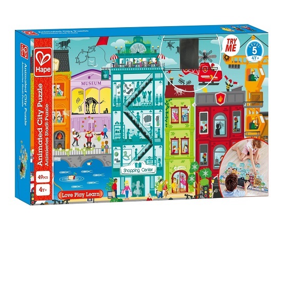 Puzzle orasul animat, +4 ani, Hape