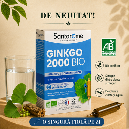 Ginkgo 2000 Bio, 20 fiole x 10 ml, Santarome Nature 806616