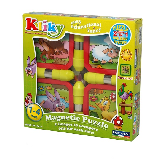 Kliky puzzle magnetic animale de la ferma, +1 an, Supermag