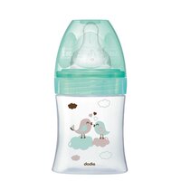 Biberon din sticla pentru initiere anti-colici, Pasari, 150 ml, 0-6 luni, Dodie