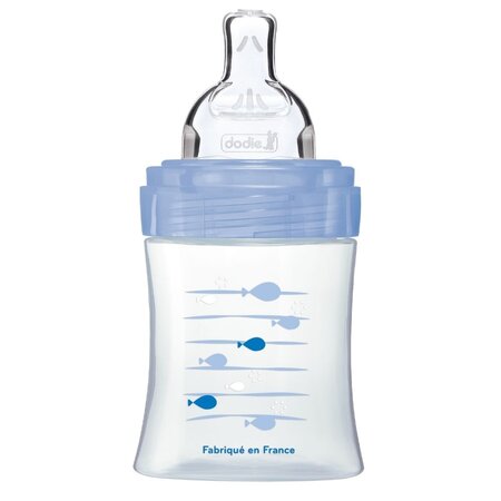 Biberon cu functie senzoriala si tetina plata anti-colici, Mare, 0-6 luni, 150 ml, Dodie 477786