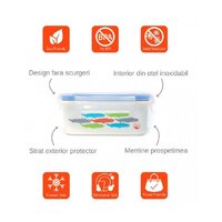 Cutie termoizolanta din otel inoxidabil, cu capac etans, Aligator Blue, KS BT ALLI02, Innobaby