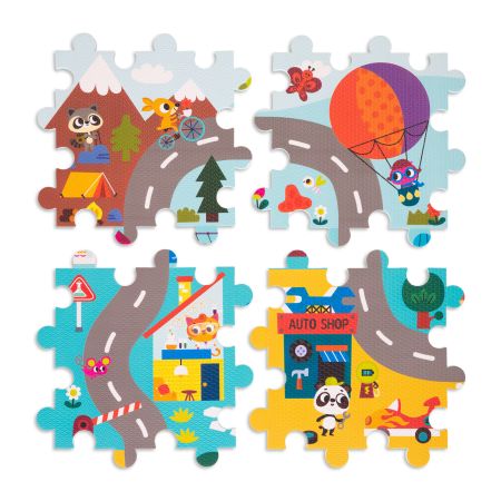 Covoras puzzle Orasul Fanteziilor, +3 ani, 12 piese, BToys 768250