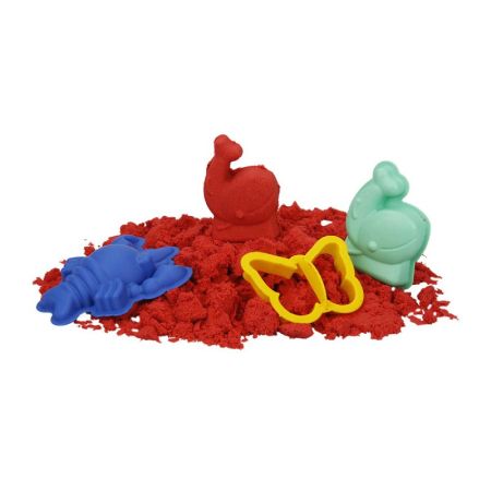 Nisip kinetic Fun Sand rosu si 3 unelte de modelat, +3 ani, 350gr, Crafy 477863