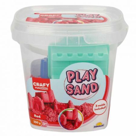 Nisip kinetic Fun Sand 350gr rosu si 3 unelte de modelat