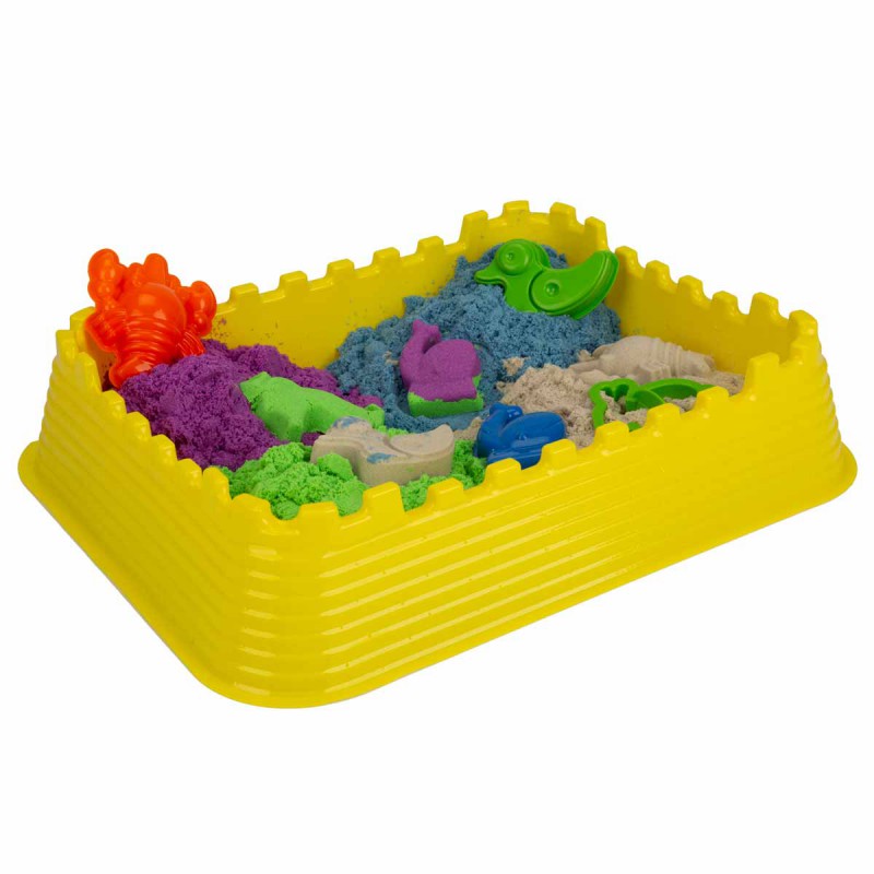 Nisip kinetic Fun Sand cu tavita si sabloane la plaja,+3 ani, 1000 gr, Crafy