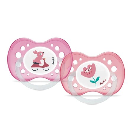 Set 2 Suzete Anatomice pentru Fete, Animale amuzante, Diverse Modele, +18 luni, Dodie 478205