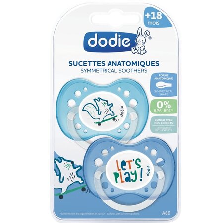 Set 2 Suzete Anatomice pentru Baieti, Animale amuzante, Diverse Modele, +18 luni, Dodie 478207