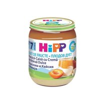 Piure din piersica si caise cu crema de branza Fruit-Duets, +7 luni, 160 g, Hipp
