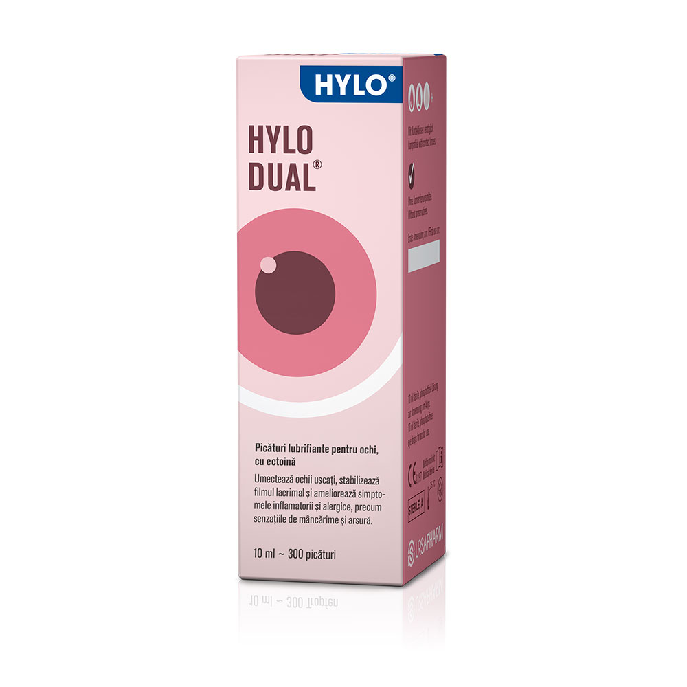 Hylo Dual Picaturi lubrifiante pentru ochi cu ectoina, 10 ml, Ursapharm